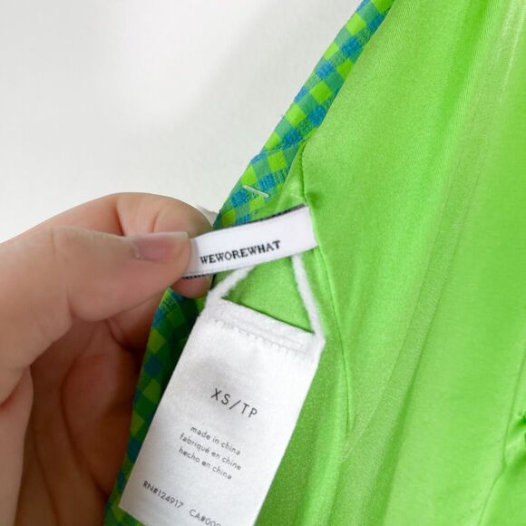 WeWoreWhat NWT Plaid Collar Open Back One-Piece Swimsuit Green Size XS - Picture 4 of 5
